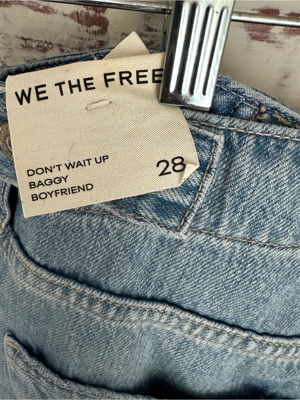 Free People Don’t Wait Ip Baggy Light Blue Wide-Leg Women’s Jeans - Picture 7 of 10